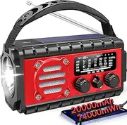 SW/NOAA/AM/FM Eergency Weather Radio,20000mAh/74000mWh Radio RED