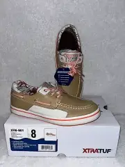 Womens XTRATUF Salmon Sisters Finatic II Tan Octopus Deck Boat Shoe Size 8