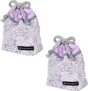 NL801402 Small Cup Bag (with Name Tag) Water Repellent Non-Iron, Floral Mist, Set of 2 Girls, Cute, for Kids, Drawstring Bag, Cup Holder, Drawstring Bag, Small Nursery School