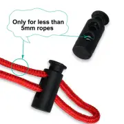 20pcs Plastic Spring Cord Locks Double Hole End Clip Stopper Rope Fastener Black