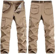 [HanzhuoLG] Pants Men Military Tactical Camouflage Cargo Overalls Training Baggy Work Camo Combat Offroad Army Male Clothing Outdoor Large Size Straight Trousers For Men's khaki 5XL
