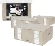 Compactor Set of 3 Space Saving Semi Rigid Vacuum Storage Boxes, Size XXL, 210 Litre, 65 x 45 x 27 cm, 2.0 Life Range, Beige, RAN8790