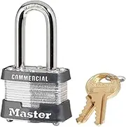 Master Lock Padlock, Laminated Steel Lock, 1-9/16 in. Wide, 3KALF,Silver