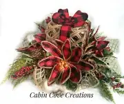 Rustic Christmas Floral Arrangement Decorative Gift Box W Lights