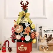 DIY 60cm Desktop Christmas Tree Office Decors Artificial Pine Tree with Ornaments LED String Lights Decorations