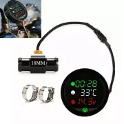 12V LED Digital ATV Motorcycle Water Temp Gauge Voltmeter Clock w/ 18mm T Sensor