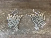 Navajo Sterling Silver Overlay Hummingbird Earrings - Sonny Gene Jr.