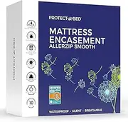 AllerZip Smooth Waterproof Bed Bug Proof Zippered Bedding Encasement, White, Full