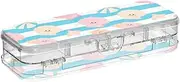 Yoogain Summer Stripe Shell Blue Clear Pencil Box Plastic Double Layer Pens Case Hard For Kids With Snap Lid