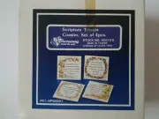 Vtg Christmas Thanksgiving holiday Scripture Trivets Coaster Set Of 4 1990