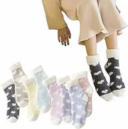 [UIVXXUD] 8 Pairs Women's Fuzzy Socks Heart Shaped Cute Warm Soft Cozy Funny Socks，Colorful Delight, Multicolor, One Size