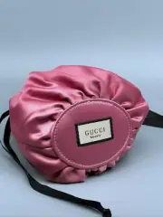 New! Gucci Flora Beauty Cosmetic Bag Drawstring Pouch Clutch ~ Pink