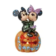 Disney Traditions Mickey & Minnie Scared Skeletons LED Pumpkin