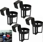 Set of 4 black plastic car cup holders, cup holders for bottles, coffee, thermos, jars