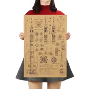 Rocket Diagram Manuscript Kraft Paper Wall Art Print (50x35cm)