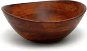 Lipper International Cherry Finished Wavy Rim Serving Bowl for Fruits or Salads, Matte, Large, 13" x 12.5" x 5", Single Bowl