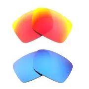 Walleva Fire Red + Ice Blue Polarized Lenses For Smith Optics Outlier XL