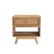 [Sleeping Giant] Tulum Mango Wood and Rattan Bedside Table - 1 Drawer