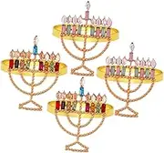TIDTALEO 4pcs Elegant Menorah Napkin Rings Reusable Serviette Holders for Hanukkah Table Decor for Banquets and Everyday Dining and Stylish Napkin Buckles