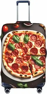 [Pvinnk] Pizza Food Print Protective Luggage Cover Elastic Washable Suitcase Protector Travel Gear Protector, White, Medium