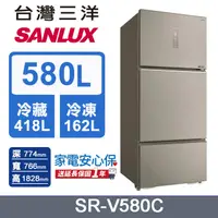 在飛比找PChome24h購物優惠-【SANLUX 台灣三洋】580L 直流變頻一級三門電冰箱 