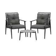 Livsip Outdoor Patio Set 3pc Lounge Sets 50CM Grey Marble Table Rattan Chairs