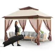 Patio Gazebo, Pop up Gazebo for 8-10 Person, with Mosquito Netting, Metal Frame, and PU Coated 250D Oxford Cloth, Outdoor Canopy Shelter for Patio, Backyard, Lawn, Garden,