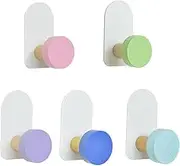5Pcs Cute Creative Wooden Hooks Door Hooks Wall Hooks,Self-Adhesive Wooden Hooks Wall Hook Coat Hook,Wooden Hooks Cute Creative Wooden Coat Hooks,Self-Adhesive Wooden Coat Hooks Round Coat Hooks