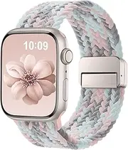 SuperNaNa Stretchy Braided Solo Loop Compatible with Apple Watch Bands 38mm 40mm 41mm 44mm 42mm 45mm 46mm 49mm for Women Men,Elastic Nylon Sport Strap for iWatch Series SE 10 9 8 7 6 5 4 3 Ultra 2 1