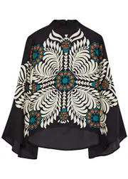 LA Double J Make An Exit Printed Silk-satin top - Black - M (UK12 / M) M (UK12 / M)