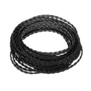 Braided Leather Cord, 5.5 Yards 5mm Flat Craft Leather String, Black