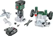 Bosch 18V Cordless Brushless Trim Router Including Router Plunge Base, 3mm Round Over Bit, 1/4" Collet, Parallel Guide & 2.5Ah Battery & Fast Charger (AdvancedTrimRouter 18V-8)