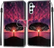 [Mo-Beauty] Compatible with Samsung Galaxy A34 5G Case, Mobile Phone Case Samsung A34 5G, PU Leather Flip Wallet Foldable Case Protective Leather Flip Case Mobile Phone Case (Dusk)