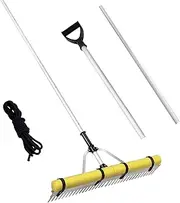 VEVOR Landscape Rake, 36" Head Aluminum, 102.36" Adjustable Extension Handle, Rope and Float, for Loosening Soil, Lawn Care, Weeding Lake, Garden