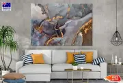 Blue Brown & Gold Fluid Abstract Wall Canvas Home Decor Australian Made Quality