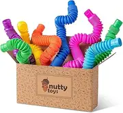 NUTTY TOYS 8 pk Pop Tube Sensory Toys - Fine Motor Skills & Learning for Toddlers, Unique Classroom Fidget for Kids - Best Boys Girls Tweens & Teens ADHD Gadget & Top Birthday Gift Present Idea 2021
