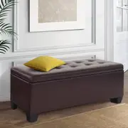 Tommie PU Leather Storage Ottoman Brown