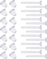 Shappy 1000 Pairs Plastic Earring Posts Clear Ear Pins and Silicone Rubber Backs Earnuts Earring Backs for Men Women