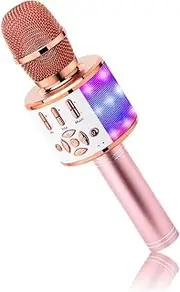 Microphone for Kids Wireless, Magic Sound Karaoke Wireless Microphone, 4 in 1 Bluetooth Karaoke Machine, Adult Car Karaoke Mic Singing Machine, for Party/Outdoor/Travel 868 (Rose Gold)