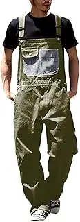 [Generic] Denim Bib Overalls for Men Loose Fit Straight Leg Jumpsuit Baggy Casual Outdoor Work Overalls with Adjustable Straps