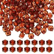 10mm Acrylic Cube Faceted Beads, 200 Pcs Diamond Spacer Beads, Brown