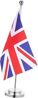 KALLORY Mini Uk British Flag Table Flag Stand for Office Home Party Decorations
