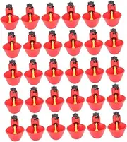Parliky 30pcs Poultry Water Drinking Cups Chicken Water Drinker Quail Drinker Pigeon Drinker Red