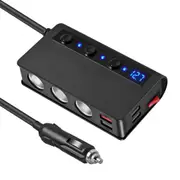 3 Way Multi Car Socket Splitter 4 USB Charger/Power Adapter