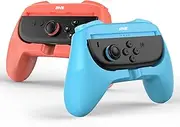 IINE Switch 2 Controller Grips, Ergonomic Design Joypad Grips for Comfortable Gaming, 2 Pack Wear-resistant Handle Kit for Switch, Family Children Game Accessories (Orange-Blue)