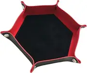 Dice Tray PU Leather Double Sided Dice Mat for Board Games Coins Candy Red Black