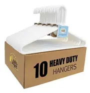Quality Hangers-Pack - Super Heavy Duty Plastic Clothes Hanger 10 White