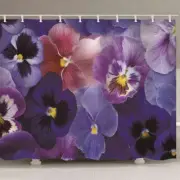 Purple Petal Grimace 3D Shower Curtain Waterproof Fabric Bathroom Decoration