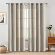 jinchan Room Darkening Linen Textured 52"W x 84"L (Pack of 1), Greyish Beige
