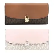 Michael Kors Hamilton Women Large Flap Logo Print Continental Card Logo Wallet
